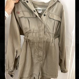 BDG Urban Outfitters Women's XS Romper Atticus Long Sleeve Khaki